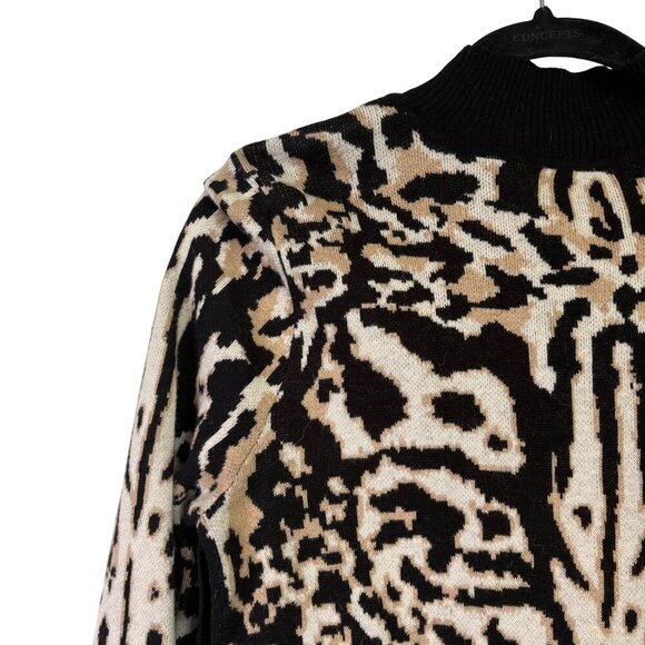 Chicos Animal Print Mock Neck Cashmere Blend Tunic Sweater With Side Buttons Siz - Picture 12 of 14